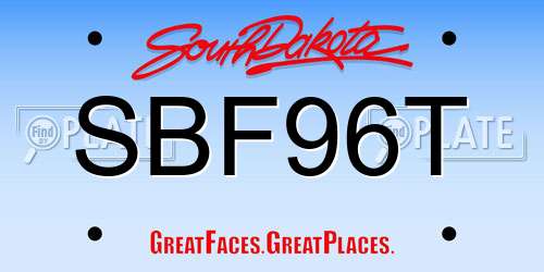 SBF96T South Dakota License Plate