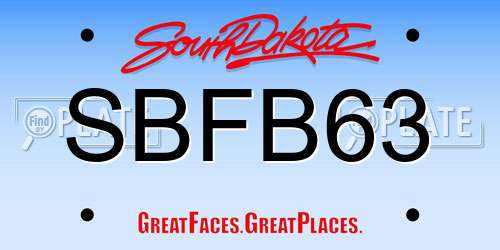 SBFB63 South Dakota License Plate
