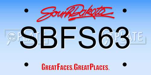 SBFS63 South Dakota License Plate