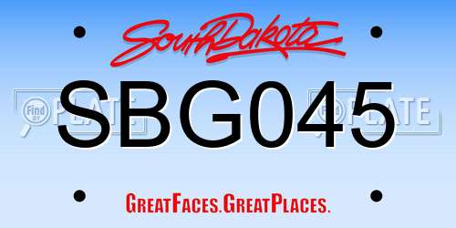 SBG045 South Dakota License Plate