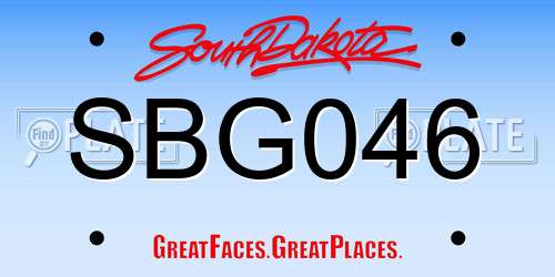 SBG046 South Dakota License Plate
