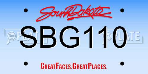 SBG110 South Dakota License Plate