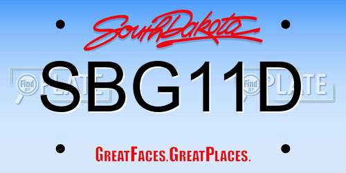 SBG11D South Dakota License Plate