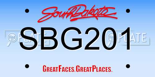 SBG201 South Dakota License Plate