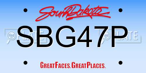 SBG47P South Dakota License Plate