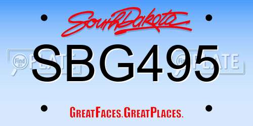 SBG495 South Dakota License Plate