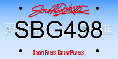 SBG498 South Dakota License Plate