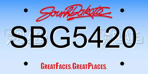 SBG5420 South Dakota License Plate