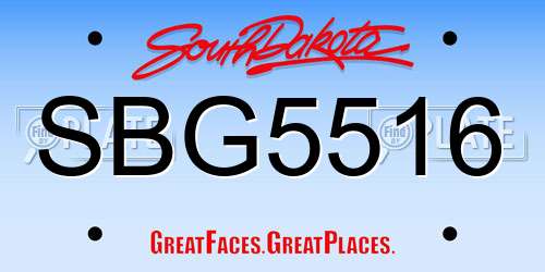 SBG5516 South Dakota License Plate