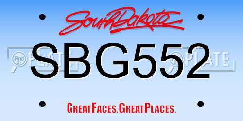 SBG552 South Dakota License Plate