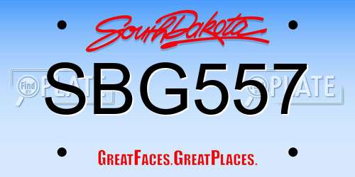 SBG557 South Dakota License Plate