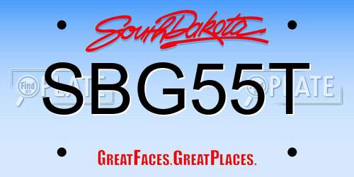 SBG55T South Dakota License Plate