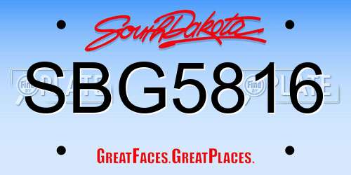 SBG5816 South Dakota License Plate