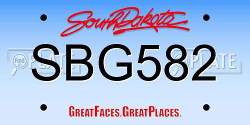 SBG582 South Dakota License Plate