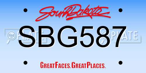 SBG587 South Dakota License Plate