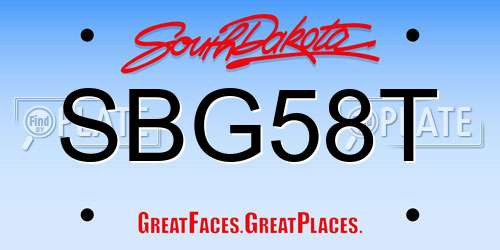 SBG58T South Dakota License Plate