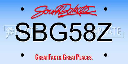 SBG58Z South Dakota License Plate
