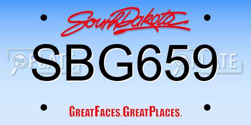 SBG659 South Dakota License Plate
