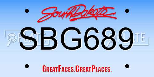 SBG689 South Dakota License Plate