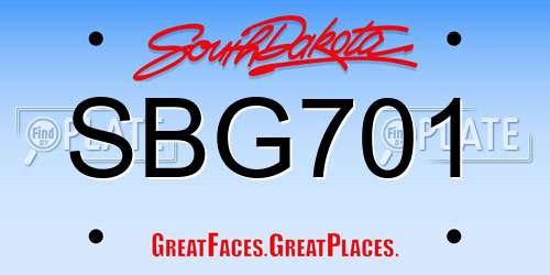 SBG701 South Dakota License Plate