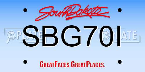 SBG70I South Dakota License Plate