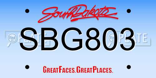 SBG803 South Dakota License Plate