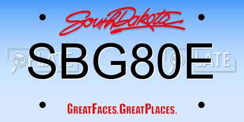 SBG80E South Dakota License Plate