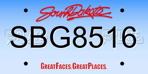 SBG8516 South Dakota License Plate