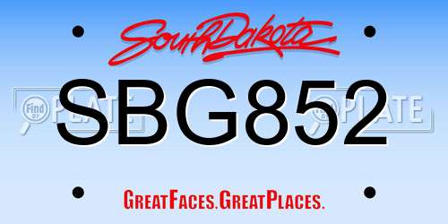 SBG852 South Dakota License Plate
