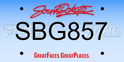 SBG857 South Dakota License Plate