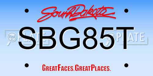 SBG85T South Dakota License Plate
