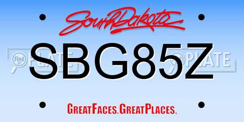 SBG85Z South Dakota License Plate