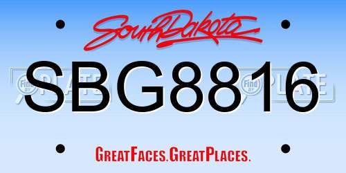 SBG8816 South Dakota License Plate
