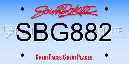 SBG882 South Dakota License Plate