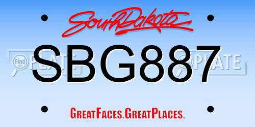 SBG887 South Dakota License Plate