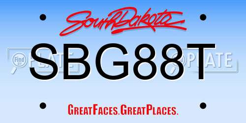 SBG88T South Dakota License Plate
