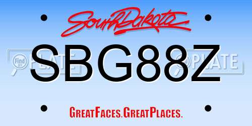 SBG88Z South Dakota License Plate