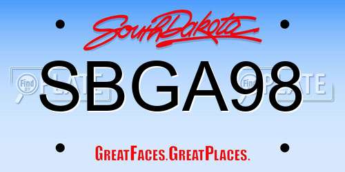 SBGA98 South Dakota License Plate
