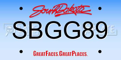 SBGG89 South Dakota License Plate