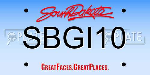 SBGI10 South Dakota License Plate