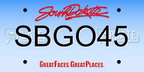 SBGO45 South Dakota License Plate