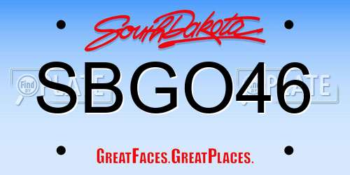 SBGO46 South Dakota License Plate