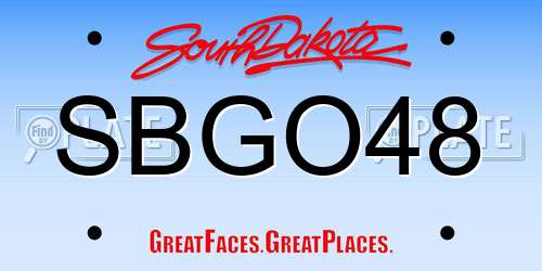 SBGO48 South Dakota License Plate