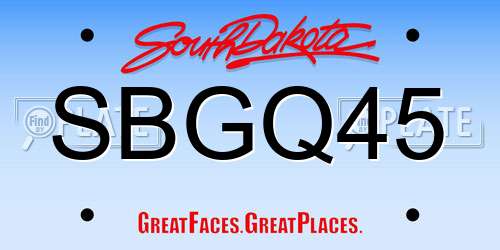SBGQ45 South Dakota License Plate