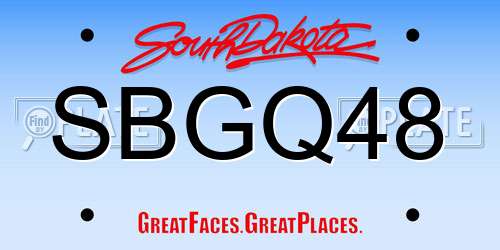 SBGQ48 South Dakota License Plate