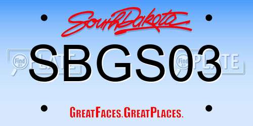SBGS03 South Dakota License Plate