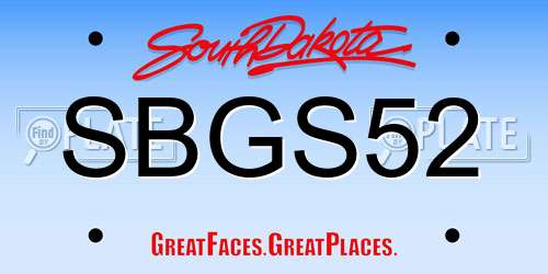 SBGS52 South Dakota License Plate