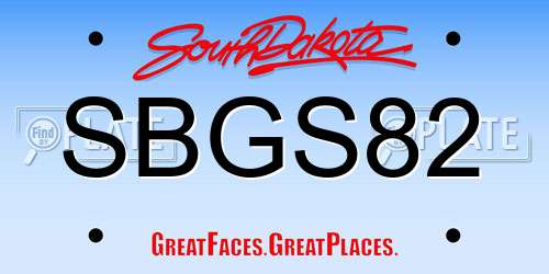 SBGS82 South Dakota License Plate