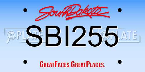 SBI255 South Dakota License Plate