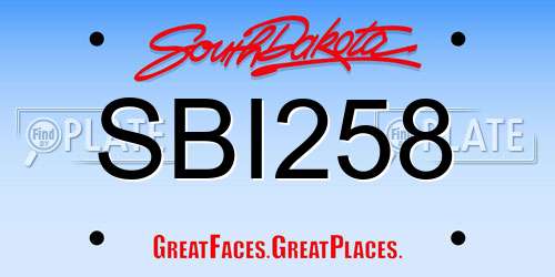 SBI258 South Dakota License Plate